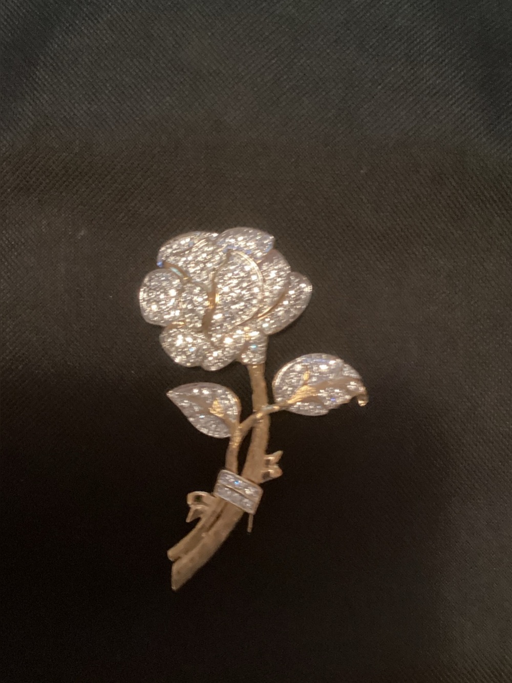 Nolan Miller Gold-tone Crystal Rose Brooch - Picture 4 of 4